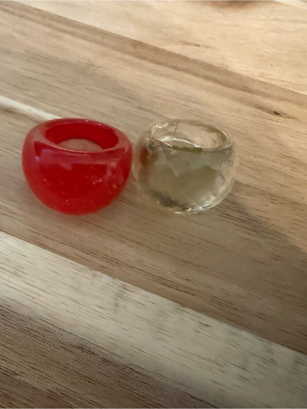 Marc Jacobs Red and Clear Resin Statement Rings